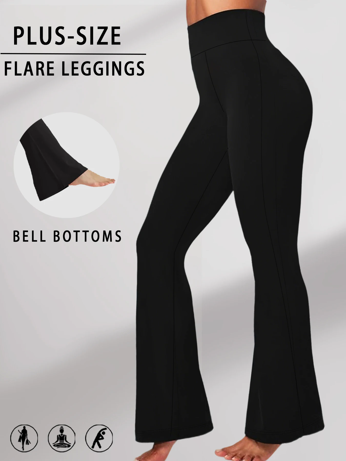 Plus Size Women's Super Soft Flare Pants High Waisted Tummy Control Workout Yoga Push Up Gym Fitness Long Leggings Bell Bottoms
