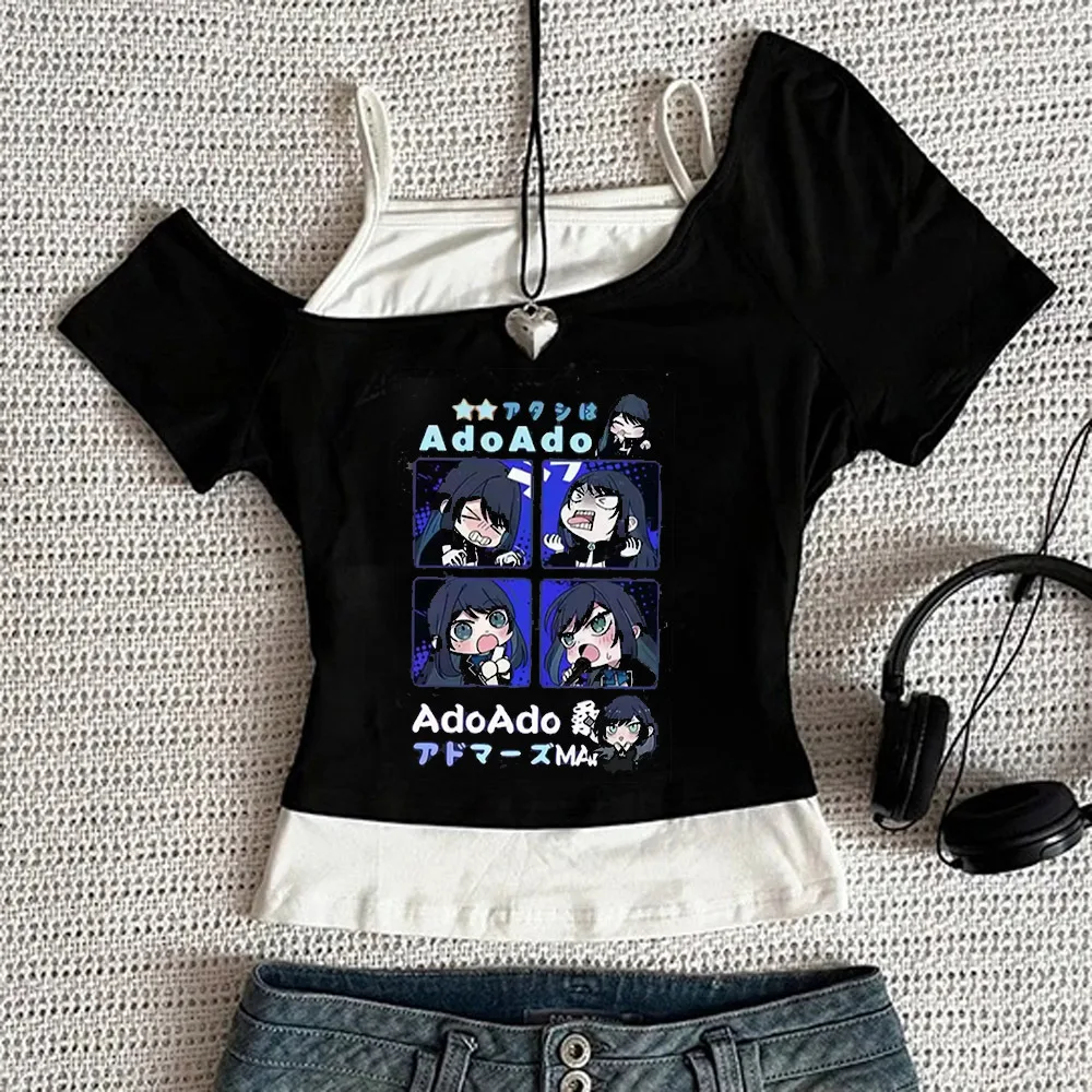 Ado cropped top shoujo goth cute 2000s t shirt grunge scene  japan cute