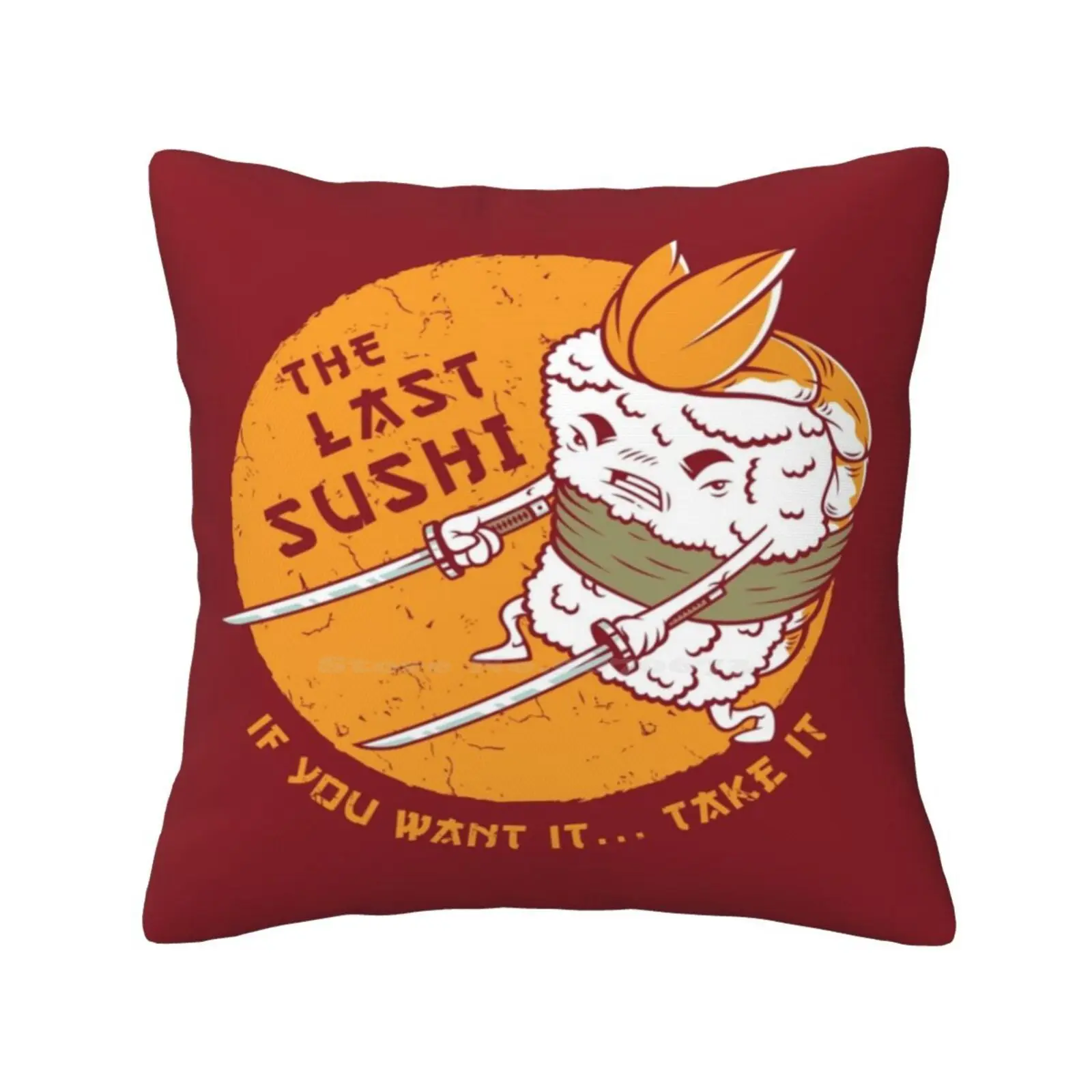 The Last Sushi Home Sofa Car Waist Throw Pillowcase Samurai Sushi Food Blade Japan Katana Red