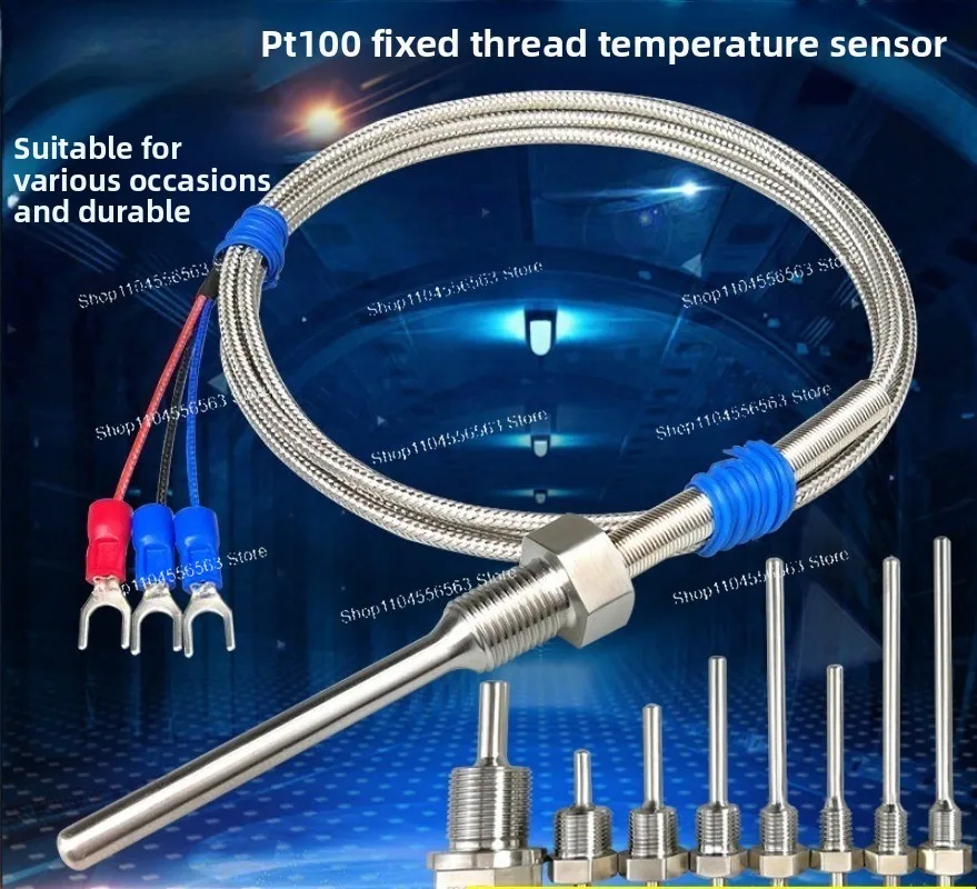 Stainless Steel Waterproof Fixed Thread Pt100 Platinum Thermistor Temperature Sensor K/E Thermocouple Temperature Probe