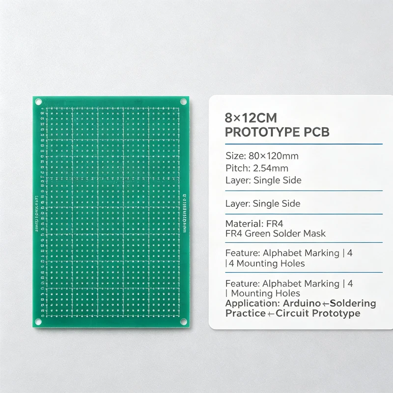 1Pcs 80x120mm Single Side Prototype PCB Board, 8x12cm 2.54mm Pitch Universal Matrix Protoboard for Arduino Electronic Soldering