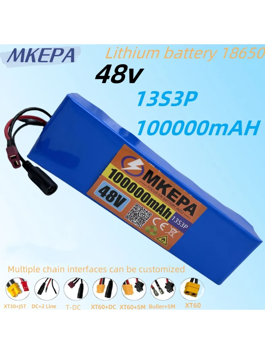 리튬 이온 배터리 팩, 1000W BMS, 54.6V 전기 자전거 및 스쿠터에 적합, 13S3P, 48V, 100000mAh, 100Ah  Best5