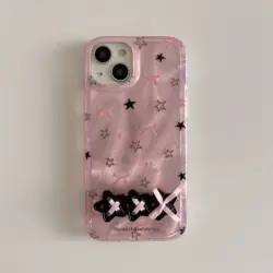 Korean Ins Pink Gradient Glittering Star Kickstand Phone Case for iPhone 15 14 13 11 Pro Max Plus Back Cover for 12 Pro Max