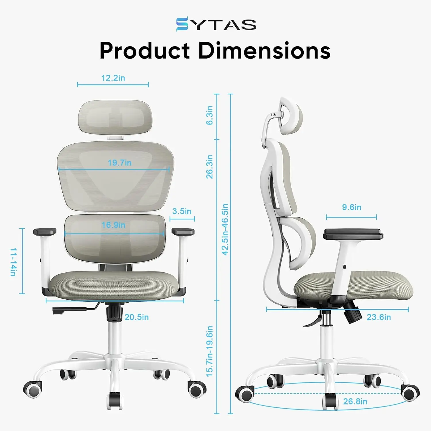 Chaise de Bureau Ergonomique à Dossier Haut, avec Support Lombaire et Repos de Sauna Réglable