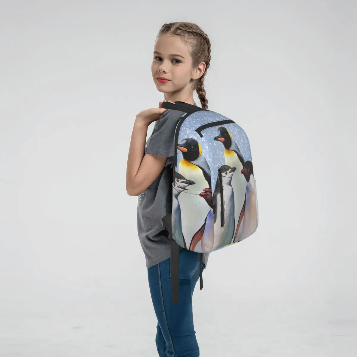 Penguins In The Snow Backpack Daypack Children BookBag School Bag Shoulder Bags for Men Women