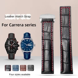 Classic Bamboo Pattern Leather Strap For TAG Heuer Bracelet Men TAG Carrara Monaco Watch Band 22mm band with 18mm Folding Buckle