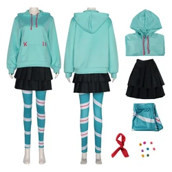 Anime Cospaly Movie Vanellope Von Schweetz Cosplay Costume Hoodie Skirt Uniform Comic Con Halloween Costumes for Women Girls