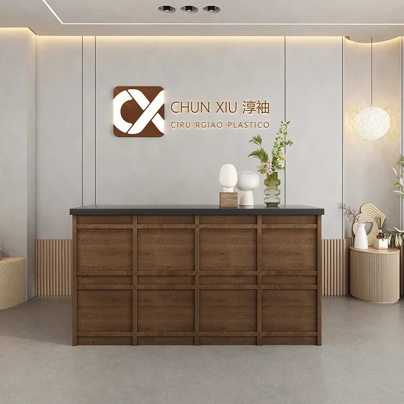 

Salon Reception Desk Front Stand Desk Office Modern Barbershop Cabinet Bar Counter Customized Bureau Meuble Salon Furniture