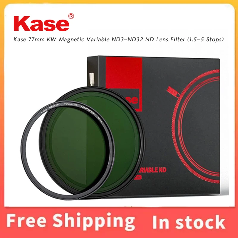 Kase 77mm KW Magnetic Variable ND3‑ND32 Lens Filter 1.5‑5 Stops No X Cross with Adapter Ring FOR Camera Lenses