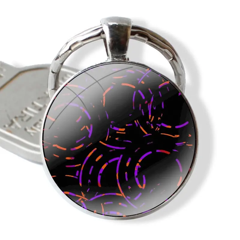 Keychain Handmade Glass Cabochon Key Ring Holder Pendant Key Chains Fractal Art