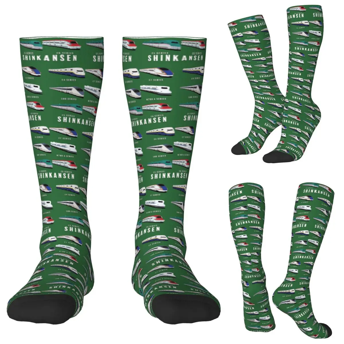 Japanese Shinkansen Bullet Trains Socks Harajuku Stockings All Season Long Socks Accessories for Unisex Christmas Gifts