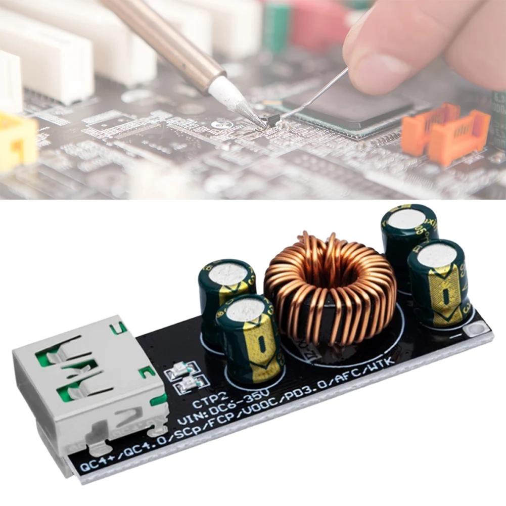 Adaptador de carga rápida para teléfono móvil QC4.0 QC3.0 USB tipo C, módulo reductor de voltaje de 6-35V, placa de carga rápida para teléfono móvil