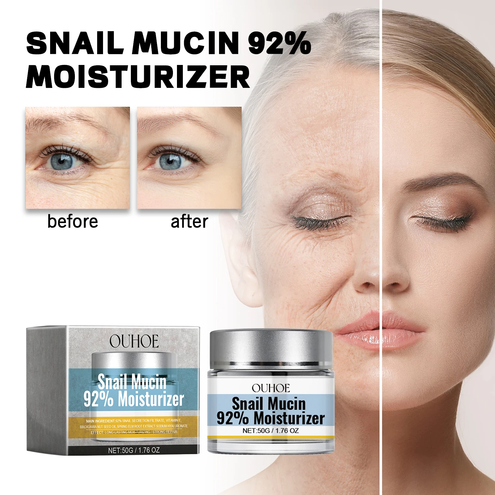 Snail Mucin Moisturizer – Hydrating, Firming, Elasticity for OUHOE
