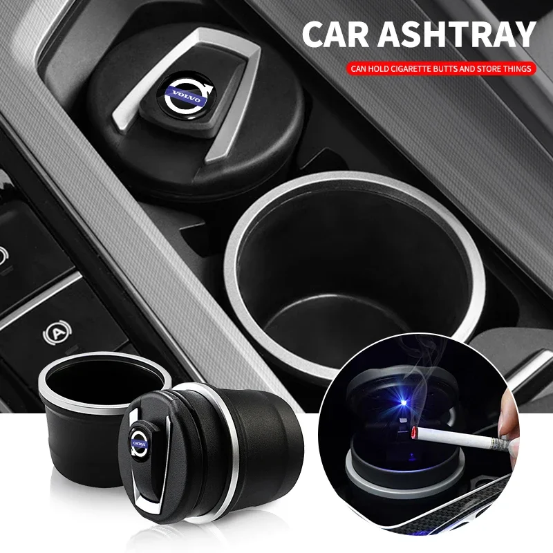 

Portable Car Cigarette Ashtray Cup With LED Light Detachable For Volvo V60 V40 XC90 XC40 S60 XC60 V70 S90 V90 Auto Accessories