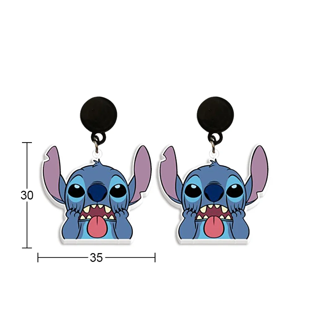 Śliczna figurka Stitch Disney akrylowe kolczyki postać z kreskówki Stitch Lilo wisiorek kolczyki w kształcie kropli do uszu Party biżuteria