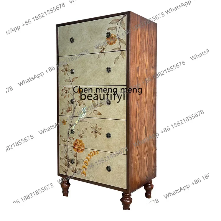 

17832 New Chinese living room solid wood storage decorative cabinet retro cabinet bedroom wall cabinet