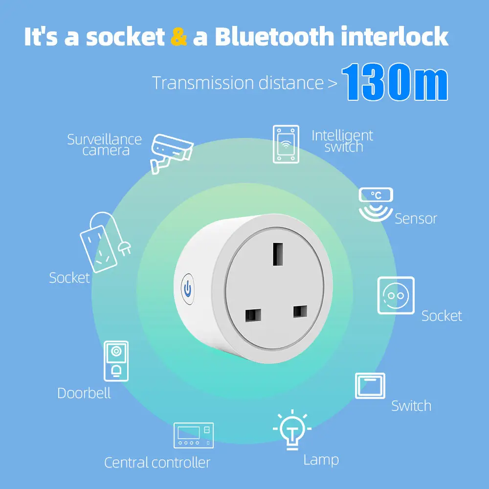 SIXWGH Tuya Wifi Smart Socket UK Plug Home Remote Intelligent Monitoring 16A Power Monitor for Google Home Alexa IP67 SDK