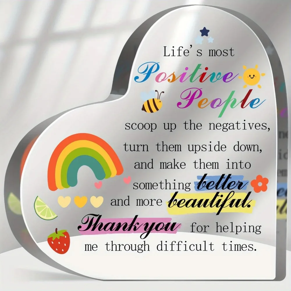 CIFBUY Acrylic Heart Shaped Rainbow Bee Plaque Inspirational Friendship Quote Desk Decor Sympathy Remembrance Keepsake Gift