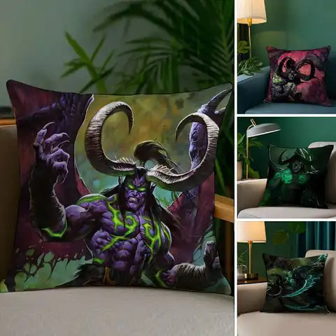 Taie d'oreiller Warcrafts of World W-WOW, taie d'oreiller Anti-mites, fermeture éclair Invisible, housse de coussin soyeuse pour canapé