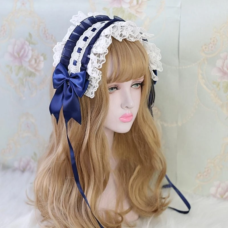 R1We Gothic Headdress Bintang Aksesori Rambut Rambut Cosplay Bow Ribbon Headband