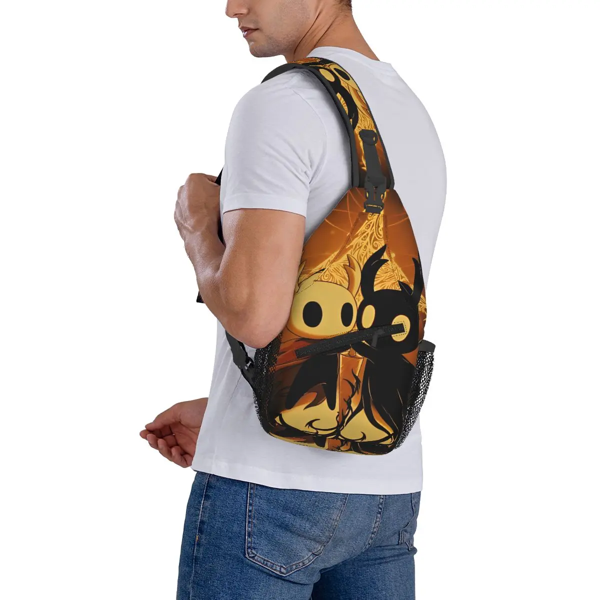 Sac à bandoulière Hollow Knight, sac à dos à bandoulière, petit sac de poitrine, aventure, esthétique initiée, sac à dos pour voyage, randonnée, sac de sport