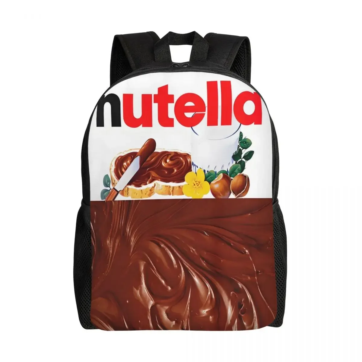 

Custom Nutellas Backpack for Women Men College School Students Bookbag Fits 15 Inch Laptop Bread And Milk Bags