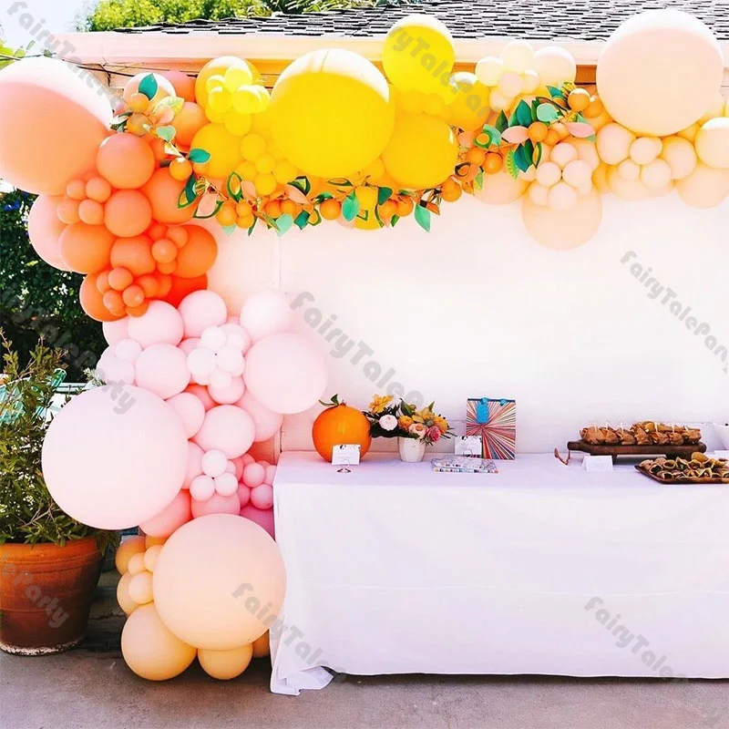 

150pcs Pastel Color Balloons Arch Garland Kit Orange Yellow Pink Balloon Peach 1st Birthday Decor Wedding Baby Shower Supplies