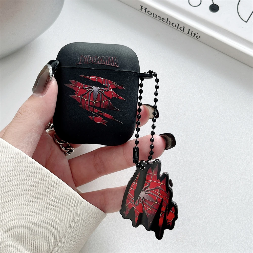 Soft Silicone Case for Apple Airpods 4 3 2 1 Cover for AirPods Pro Pro2 Generation Protective Shell Spider Man with Pendant