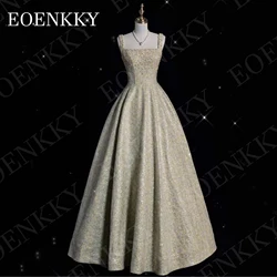 EOENKKY Sparkly Prom Dress Elegant Luxury Glitter Sequin A Line Beaded Square Neck Celebrity Party Gown Floor Length Customized