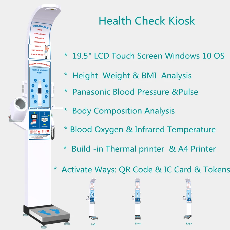 Heal Kiosk BMI Body Composition Analyzer ,height weight scale with blood pressure