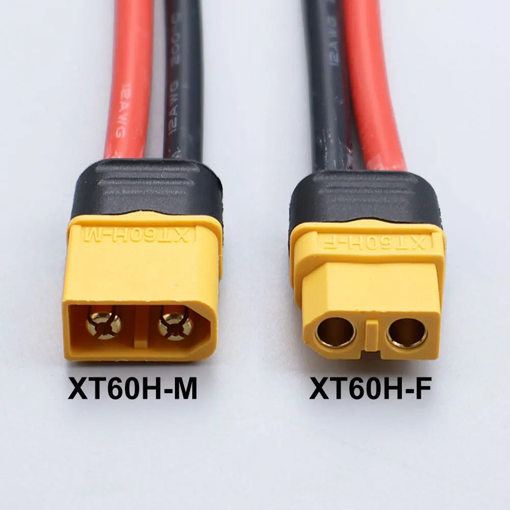 JCD 1PC Amass XT60H Male Female Connector Plug with Sheath Cover 12AWG Silicon Wire For RC Lipo Battery FPV Drone