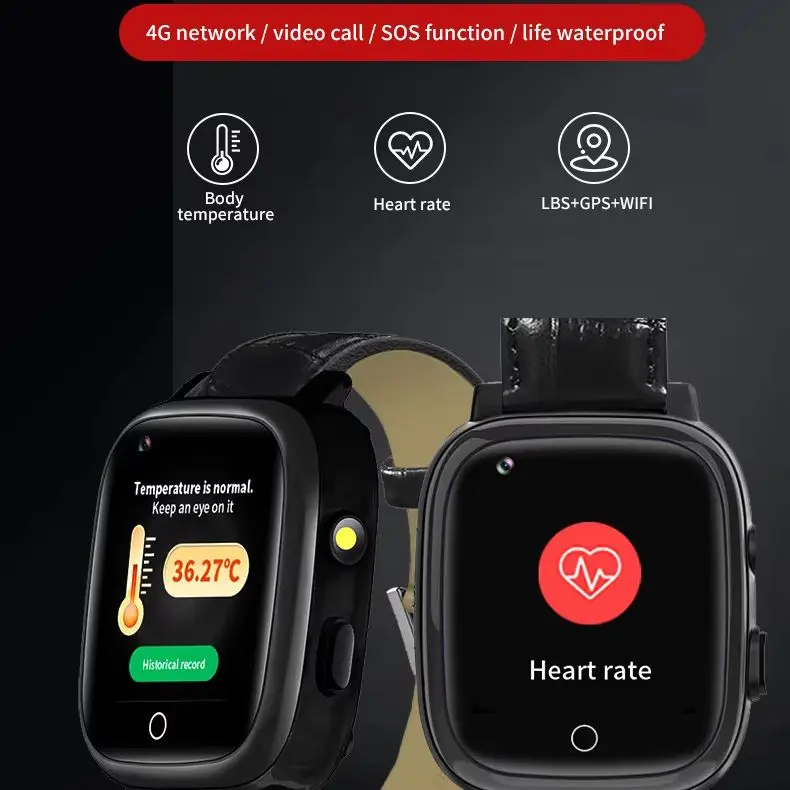 

4GSmartwatch for Seniors with Heart Rate, Temperature, Blood Pressure Monitoring, SOS Call, GPS Tracking, and Anti-Lost Features