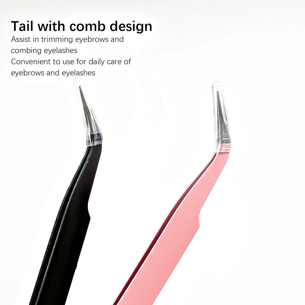 Stainless Steel Eyelash Extension Tweezers Craft Specific Precision Eyelashes Sticker Makeup Tool Curved Straight Lashes Tweezer