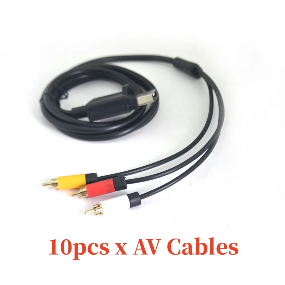 

10pcs 1.8M Audio Video AV cable with 3RCA For Xbox360 Slim Games equipment Accessories Black 6FT