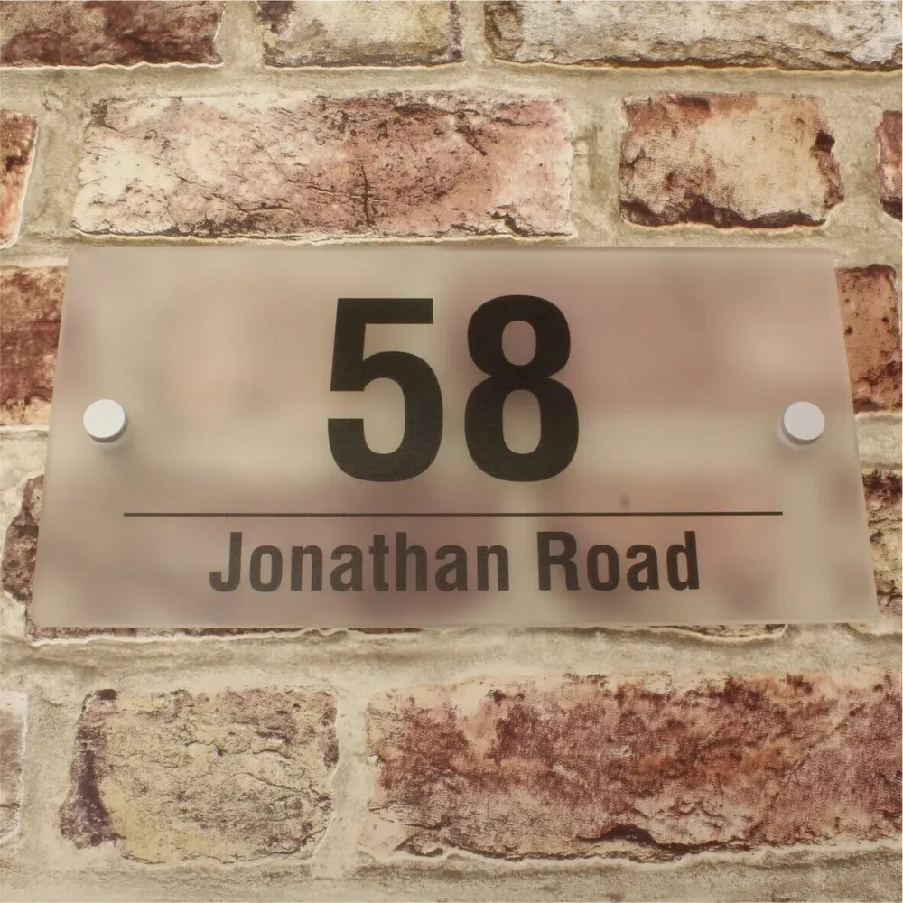 Customized Frosted Effect Personalised Modern House Sign Street Name and Number