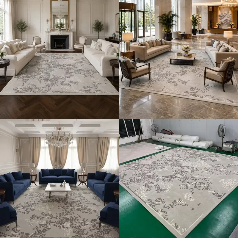 Wholesale Custom Beige Persian Style Flower NZ Wool Slip Soft Large Living Room Rugs Hand Tufted Carpet for Hotel Room