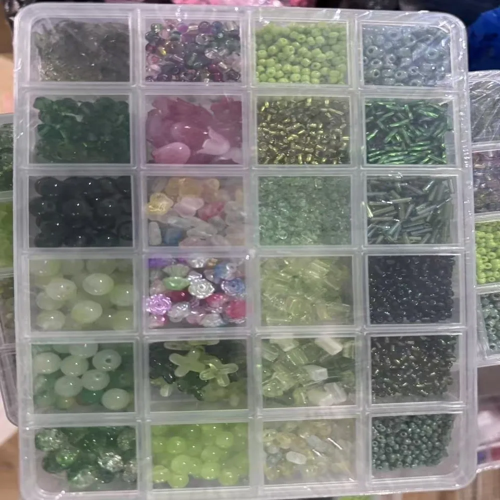 Green Glass Potted Plants Beads with Plant Pots Handmade Beads Plant Craft Crystal Leaf Pieces DIY Orchid‌ Set for Plant Lovers