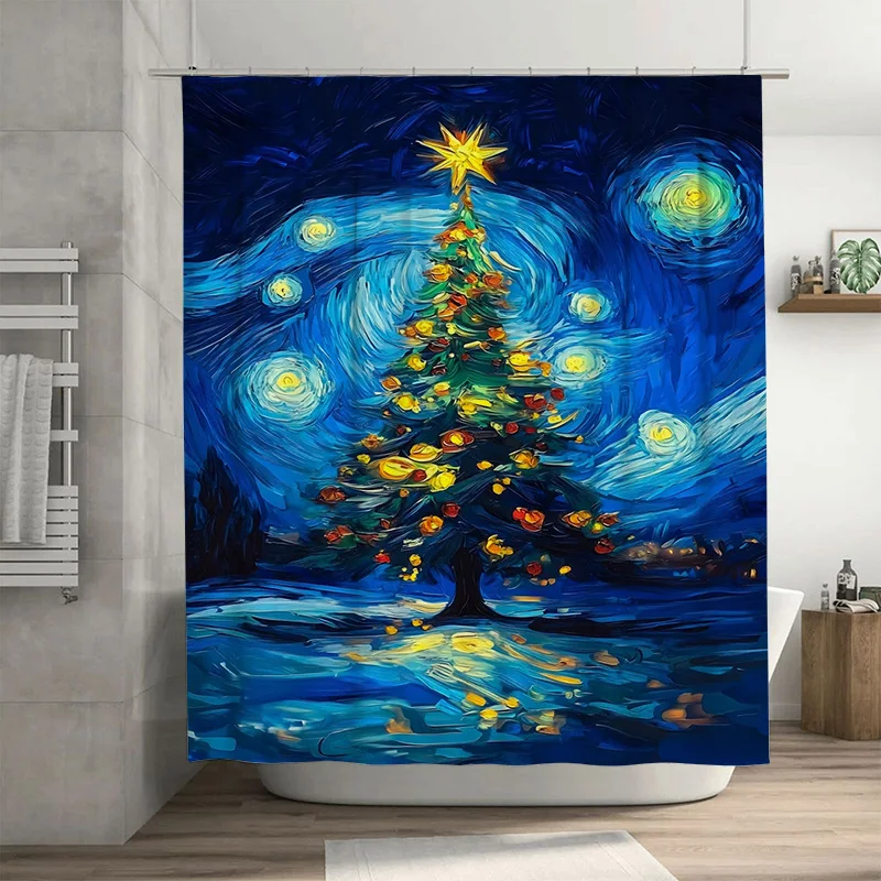 

Tuniu Ван Гог Звездная Ночь Занавеска Для Душа Художественная Синяя Галактика Космический Декор Для Ванной Комнаты Уникальный Домашний Акцент