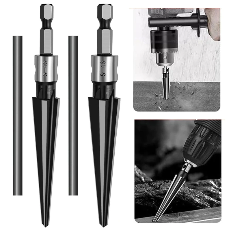 2Pieces Tapered Reamer T Handle Bridge Pin Hole 5-16mm 3-13mm 6 Flute Hole Reamer Handheld Tapered Reamer Tool KXRE