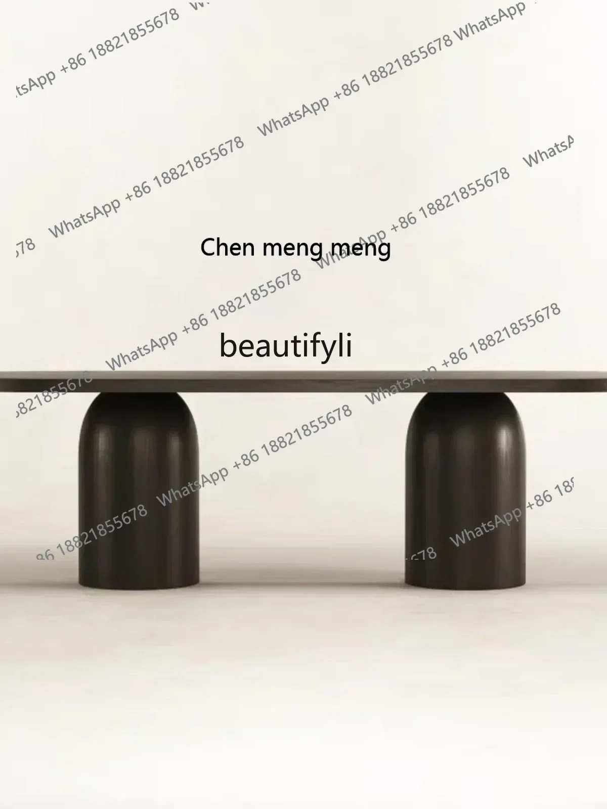 Meja Makan Oval Kayu Solid Nordik X C, Desain Sederhana Modern Warna Hitam Ukuran Besar