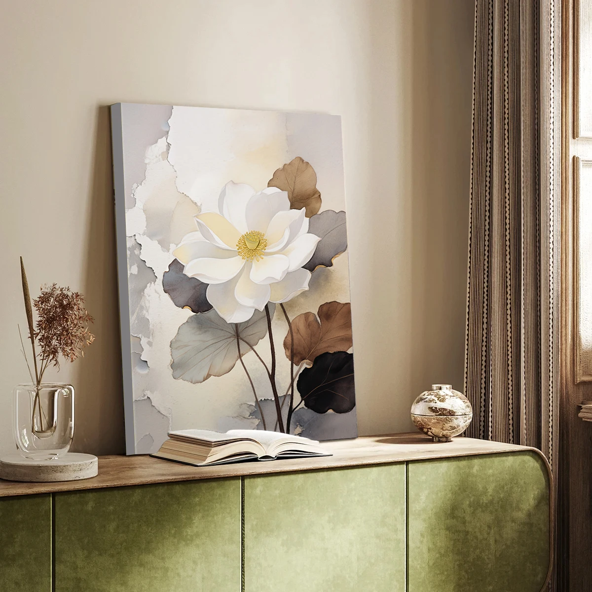 ボタニカルウォールアートキャンバスプリント、フレーム付きモダ - Home Decor Mirror のレビューと価格