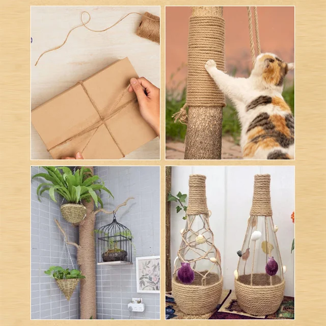 Natural Vintage Jute Rope Twine Roll Sewing Christmas Crafts Jute Cord Thread Wedding Handmade DIY Party Ribbon Bows Decoration 5