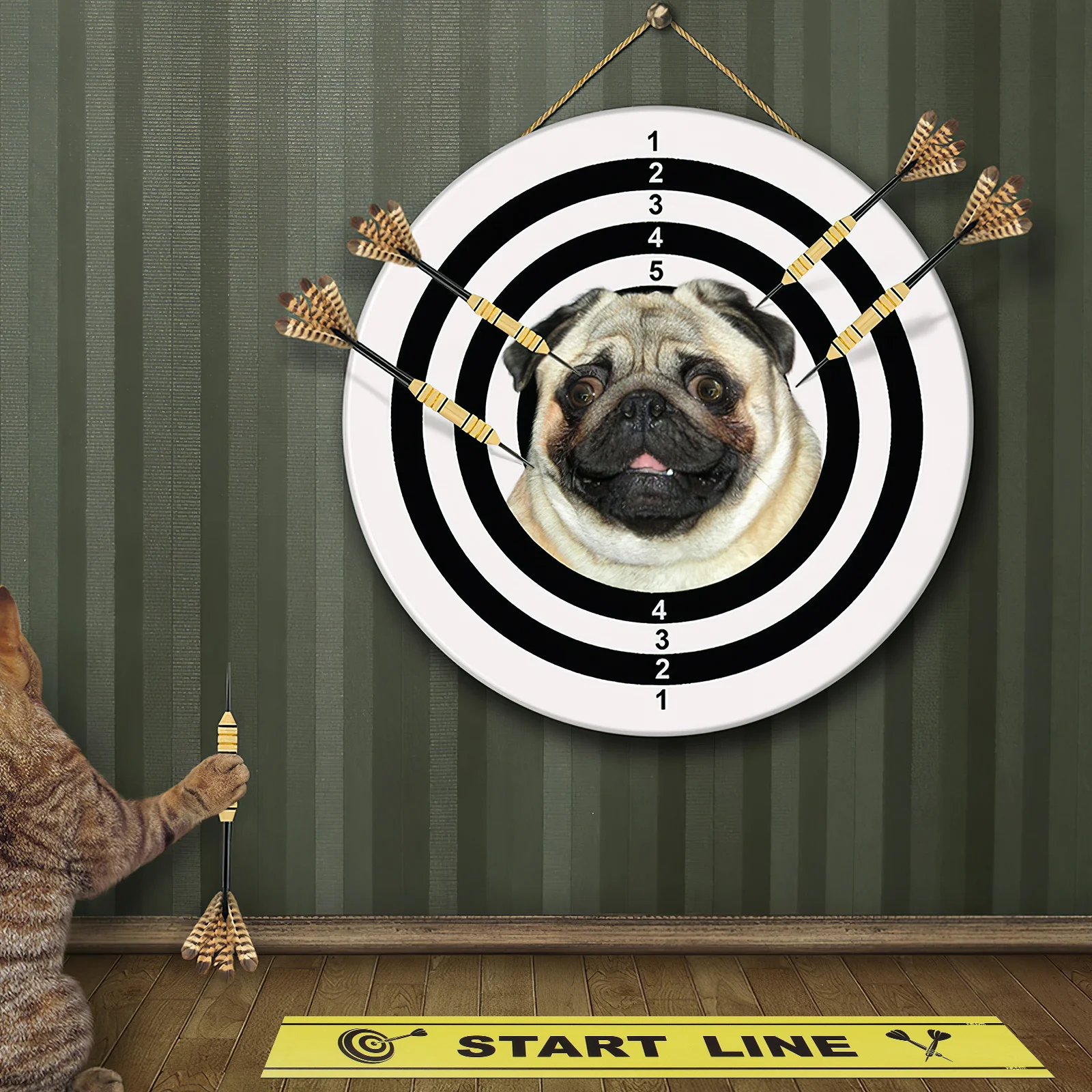 

1 Sheet Dart Game Throw Ground Marker Durable PVC Throw Notice Supplies Throwing Ground Marker