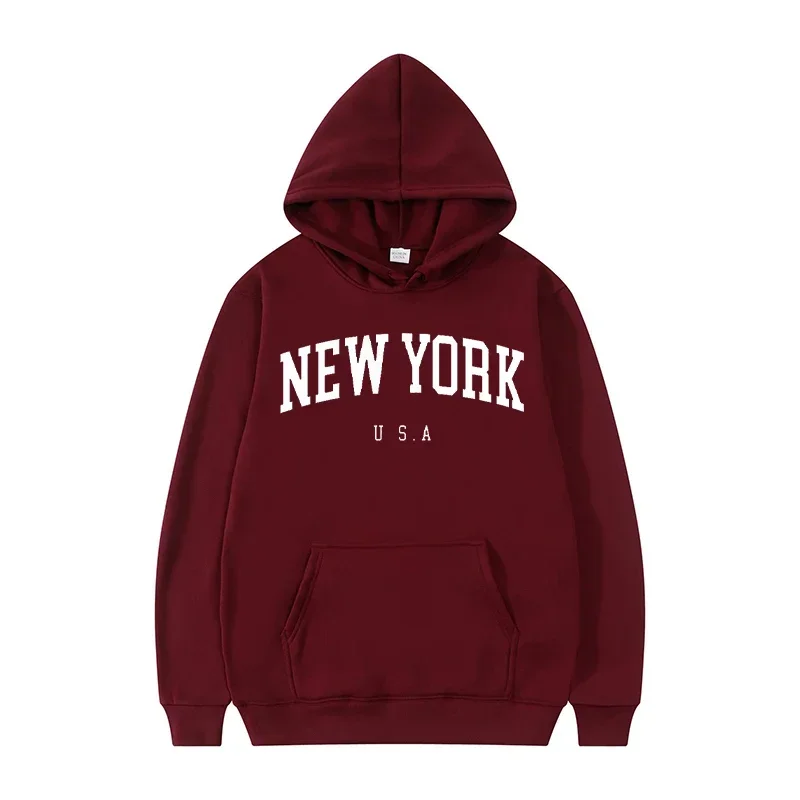 Men Women New York U.S.A City Hoodies Fashion Letter Printed Graphic Sweatshirts Loose Casual Harajuku Hooded Pullover Sportwear - Image 3