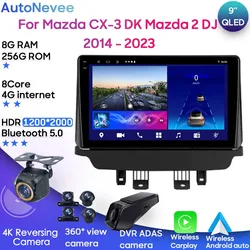 Android Car Head Unit For Mazda CX-3 DK Mazda 2 DJ 2014 - 2023 GPS Multimedia Radio Player BT Carplay Android Auto No 2din DVD