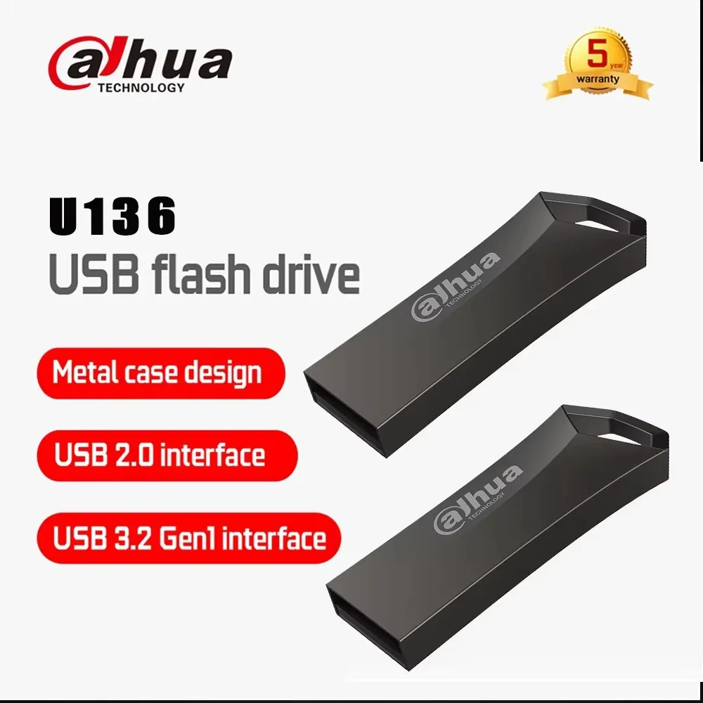 Original Dahua U136 USB Flash Drive 16GB 32GB 64GB Metal Shell USB2.0 Pendrive Pen Drives Memory Stick For PC