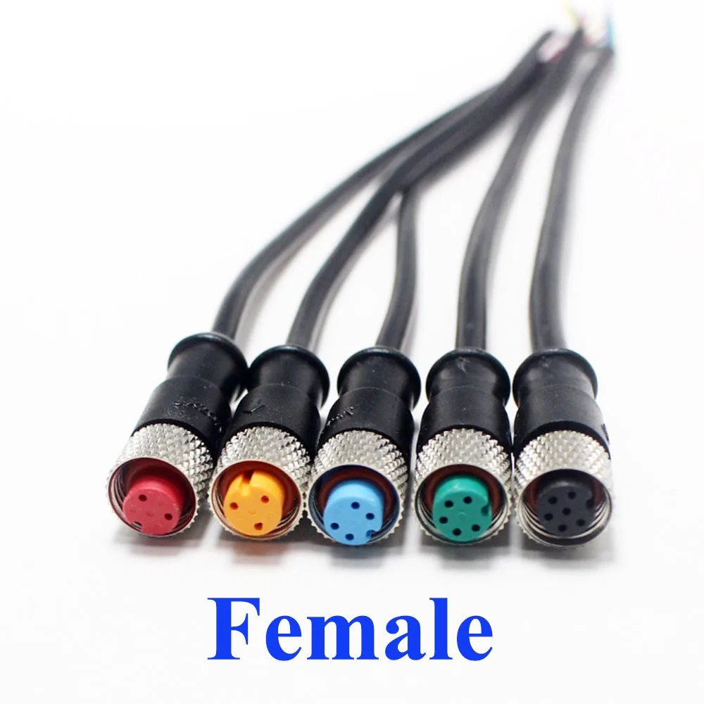 1Pair M8 Metal Screw Wire IP67 Waterproof 2 3 4 5 6 Pin Male / Female Plug Sensor Power Signal Tail Tinned Cable 20CM