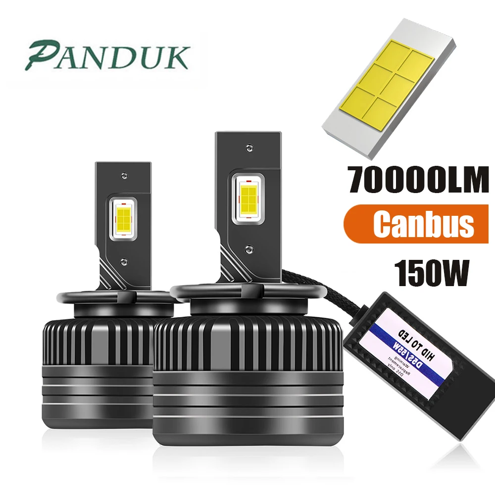 PANDUK D3S LED Headlights 70000LM 150W Canbus HID D1S D2S D4S D5S D1R D2R D3R Turbo LED Two-sided CSP Chip 6000K Plug&Play