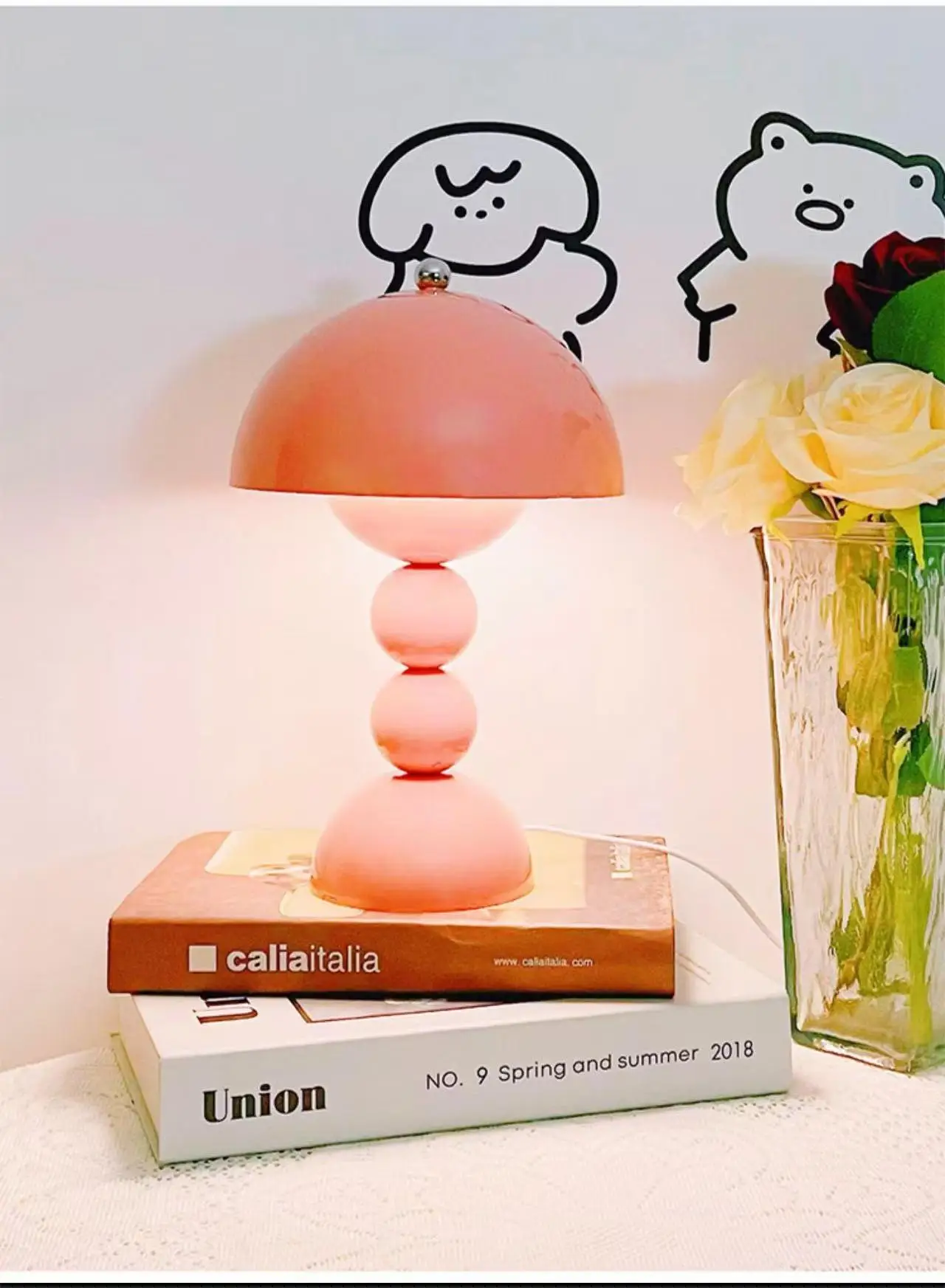 Table Lamp Mushroom Bud Atmosphere Night Light Nordic Style Retro Creative Living Room Bedroom Desk Decorative Light Girl Gift
