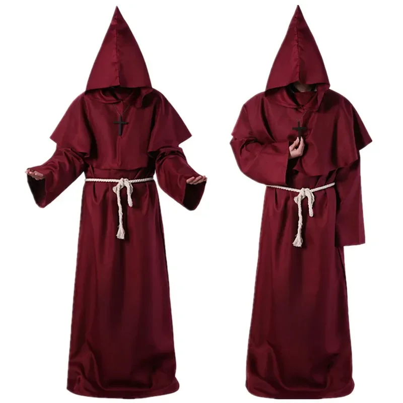 Assistente halloween cosplay traje monge medieval frade robe sacerdote traje antigo roupas cristão das mulheres dos homens terno novo m